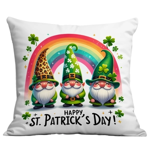 Détail de la taie d'oreiller St. Patrick avec gnomes mignons et imprimé trèfle chanceux