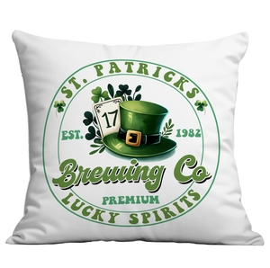 Dettaglio federa per cuscino San Patrizio con stampa cappello verde e quadrifoglio
