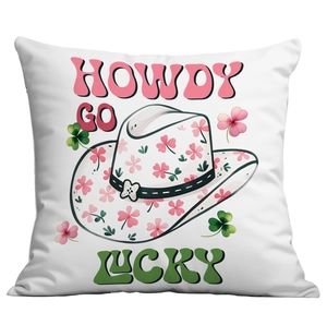 Fodera per cuscino San Patrizio con cappello da cowboy e trifoglio Howdy Go Lucky