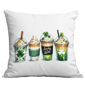Federa per cuscino San Patrizio con trifoglio e illustrazione bevanda Lucky a Latte