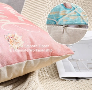 Close-up of invisible smooth zipper and exquisite workmanship on linen starfish pillow cover