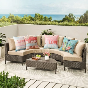 Set of four waterproof summer beach pillow covers with starfish and anchor designs