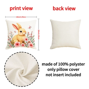 Détail de la housse de coussin lapin de Pâques en polyester montrant la texture et la taille