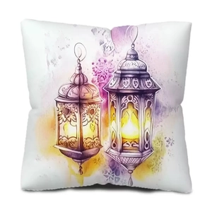 Detailed watercolor floral lantern print on a white decorative throw pillow cover
