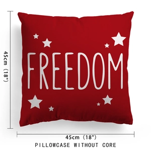 Detail of red Freedom Independence Day pillowcase 45cm square cover without core