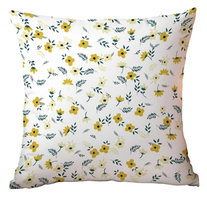 Détail du tissu aux fleurs sauvages printanières avec motifs floraux jaunes vifs