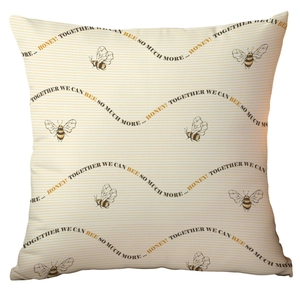 Housse de coussin printemps avec abeilles et rayures jaunes pour décor de canapé