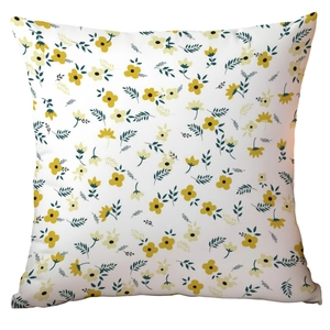 Housse de coussin fleurs sauvages avec motif floral jaune pour décor de canapé de salon