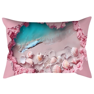 Pink beach ocean seashell 3D print polyester pillowcase for home sofa decor