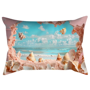 Pink beach ocean seashell 3D print polyester pillowcase for home sofa decor