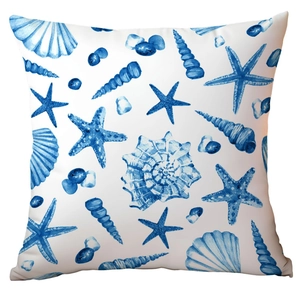 Nautical starfish and seashell watercolor ocean theme polyester decorative throw pillow cover