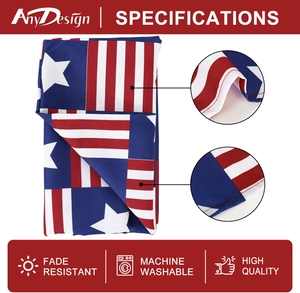 Detail der USA-Flaggentischdecke mit hochwertigen Nähten und lichtbeständigem Stoffgewebe
