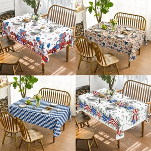 Unabhängigkeitstag Patriotische Rechteckige Tischdecke Stern Streifen Zwerg LKW Druck Polyester Tischdecke Für Esszimmer Party Deko