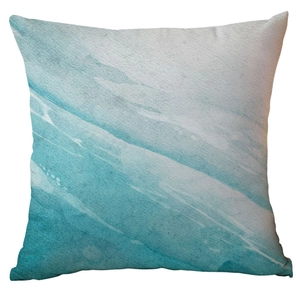 Fodera per cuscino astratta acquerello blu e bianco oceano per divano del soggiorno