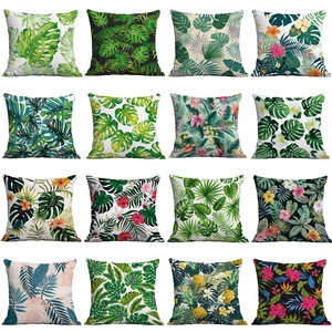 Tropical Plants Print Decorative Pillowcase Monstera Leaf Pattern Cushion Cover For Sofa Living Room Home Decor No Insert