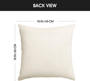 Back view of 18 inch square linen pillow cover with natural texture and neat stitching