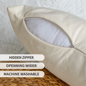 Detail of high quality hidden zipper on Independence Day dwarf striped linen pillowcase