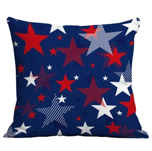 Square Independence Day pillow cover featuring patriotic stars and stripes on navy blue