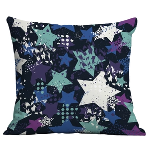 Detailed close-up of modern star pattern texture on high-quality square throw pillow cover