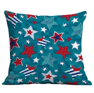 Detailed macro view showing diverse star patterns on Independence Day pillow cover fabric