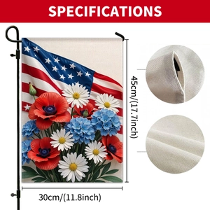 Detailed macro view of American patriotic garden flag fabric texture and sleeve design