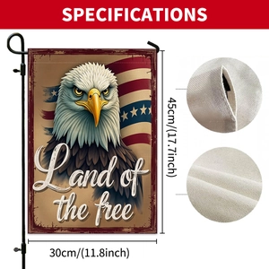 Detail of USA eagle garden flag with size 45x30cm showing fabric texture and L-shaped pole