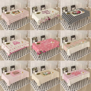 Mother's Day Rectangular Tablecloth Floral Letter Print Polyester Table Cover For Home Dining Party Decor