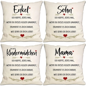 Linen Decorative Pillow Case With Sentimental German Message Printed Cushion Cover For Mother's Day Valentine's Day Home Decor Gift