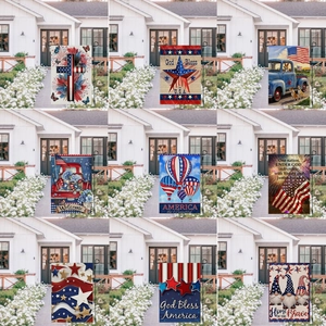 American Independence Day Garden Flag Polyester Double Sided Patriotic Stars Stripes Truck Gnome Outdoor Yard Decoration