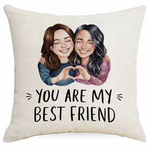 Leinen-Kissenbezug mit Best Friend Aquarell-Illustration und emotionalem Zitat