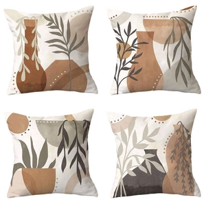 Modern Bohemian Abstract Floral Linen Pillowcase Nordic Morandi Earth Tone Cushion Cover For Living Room Bedroom Decor