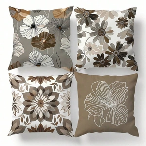 Nordic Morandi floral throw pillows set of four with elegant earthy tones and patterns