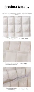 Detail of white plush pillow cover with vertical stripe texture and hidden zipper