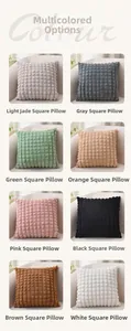 Detail showing various 3D checkered textured cushion covers in eight stylish colors