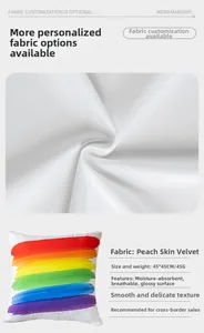 Detail of soft peach skin Independence Day pillow cover with rainbow stripes and 45x45cm size
