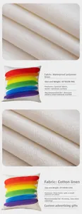 Detail of 45x45cm rainbow striped linen pillow covers in waterproof and cotton fabrics