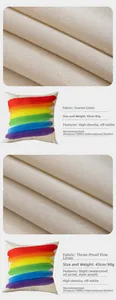 Close-up of 45x45cm rainbow pillowcase fabric showing durable linen texture and waterproof coating