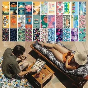 Microfiber Quick Dry Beach Towel Sand Free Tropical Sunset Palm Tree Flamingo Print Large Bath Towel For Summer Vacation