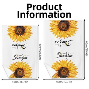 Size comparison chart for sunflower napkins showing two dimensions 60x40cm and 66x45cm
