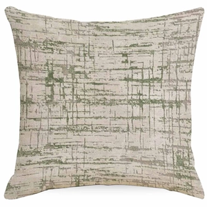Detailed macro view of the coarse woven texture and abstract line pattern on a linen pillowcase