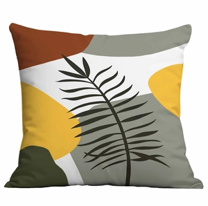 Nordic style decorative pillow cover with abstract tropical leaves and geometric patterns
