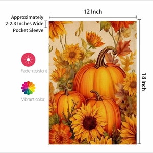 Detail of 12x18 inch garden flag featuring pole sleeve and fade-resistant fabric