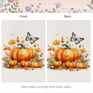 Double-sided garden flag featuring pumpkins and maple leaves for Thanksgiving decor
