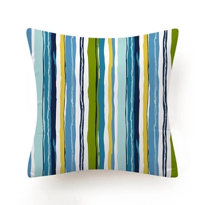 Modern striped square decorative pillow cover with colorful nautical pattern for sofa