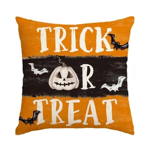 Halloween Trick or Treat pumpkin pillow cover made of linen for sofa holiday decoration