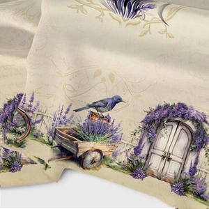 Macro detail of sunflower and floral print on premium pastoral rectangular tablecloth