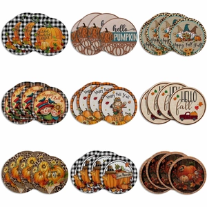 Fall Thanksgiving Round Placemats Polyester Cotton Linen Texture Non Slip Heat Resistant Pumpkin Maple Leaf Autumn Table Mats For Home Kitchen Dining Decor