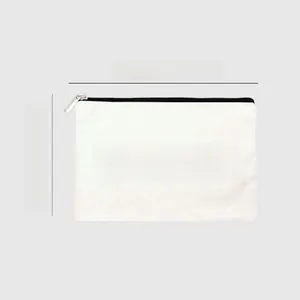 Détails d'une trousse à maquillage en toile avec zip, dimensions 21x15cm affichées