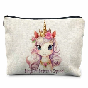 Détail de la texture du sac en toile blanc cassé avec motif imprimé Magical Unicorn