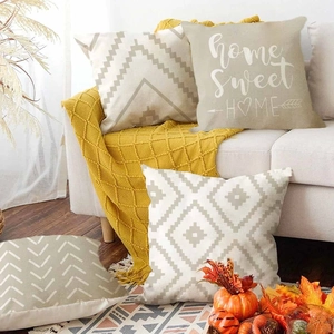 Bohemian kussensloop set met geometrische patronen en Home Sweet Home print